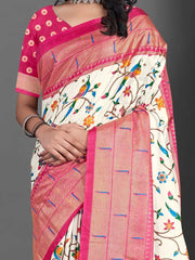 Women's Dola Red Printed Designer Saree With Blouse Piece-RAJWADI20B