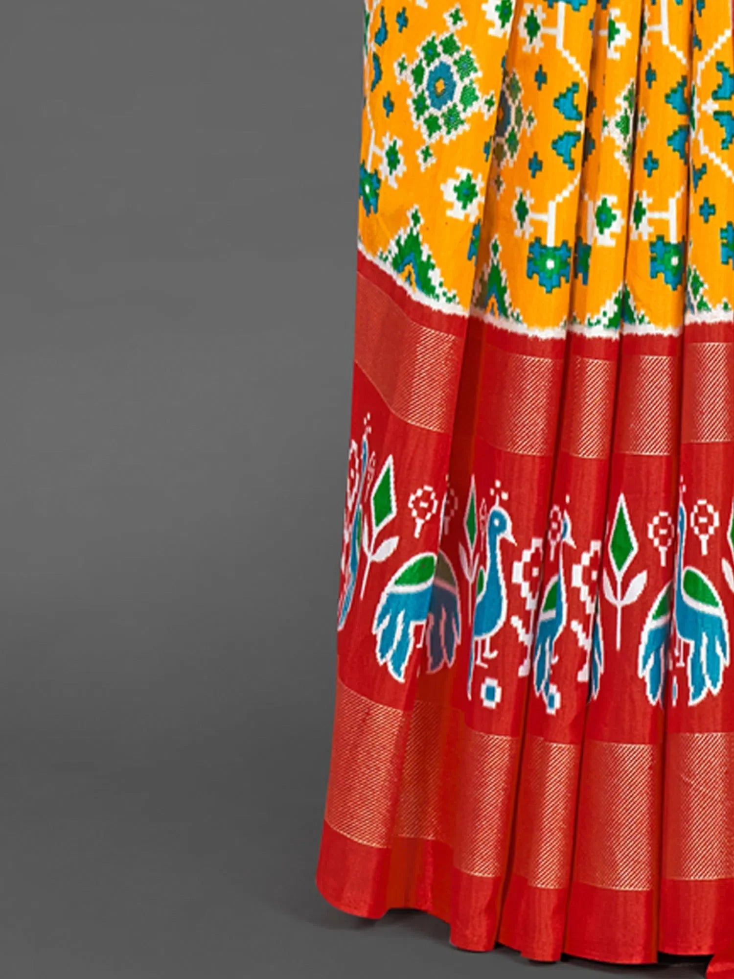 Yellow Printed Polyester Saree - Designer Sarees India