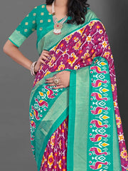 Women's Dola  Magenta Printed Designer Saree With Blouse Piece-RAJWADI23E