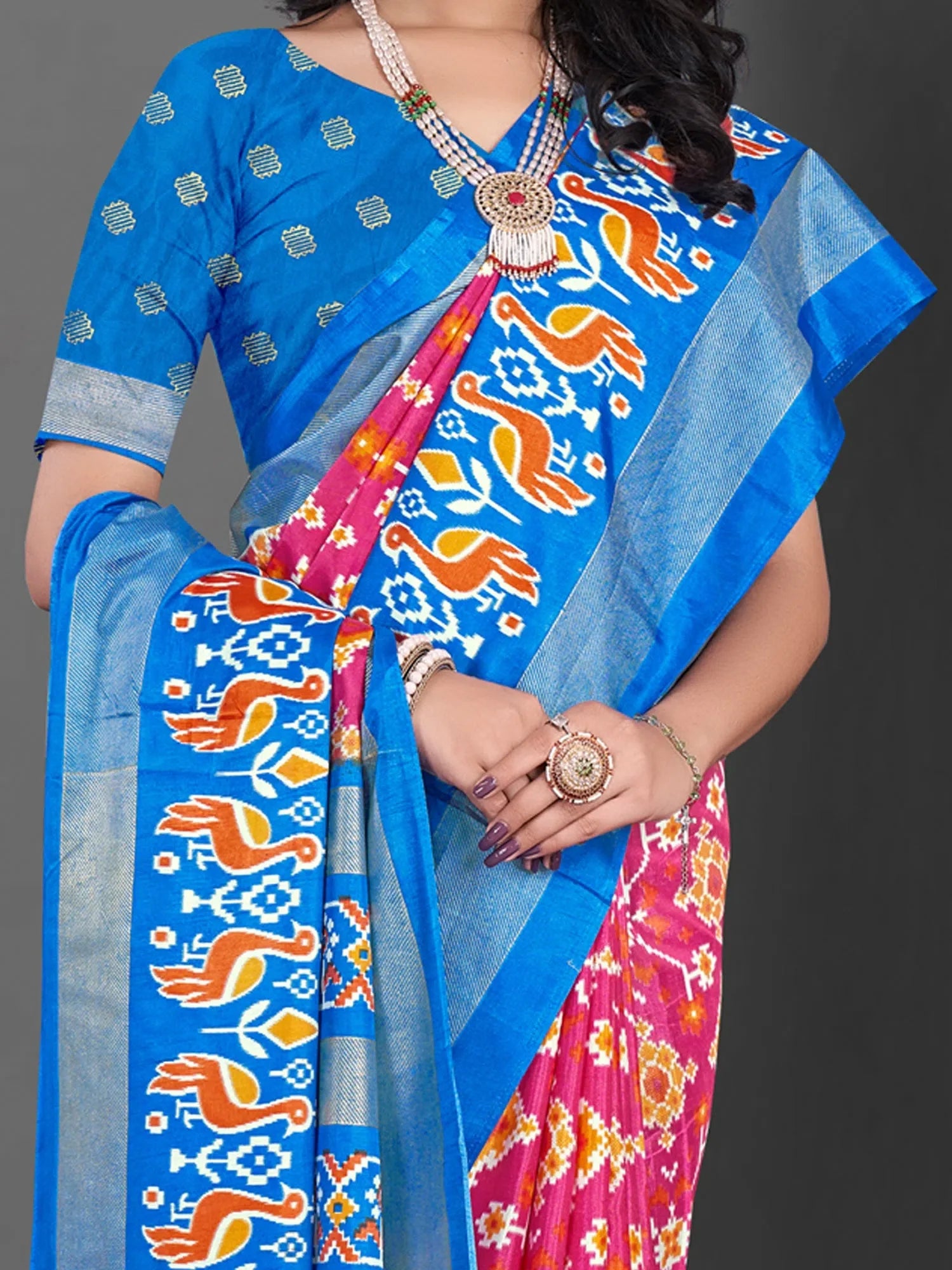 Dola Pink Printed Saree - Indian Wedding Sarees