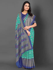 Women's Dola  Navy Blue Printed Designer Saree With Blouse Piece-RAJWADI35D