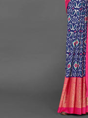 Women's Dola Teal Blue Printed Designer Saree With Blouse Piece-DOLA148B