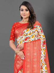 Women's Dola Teal Blue Printed Designer Saree With Blouse Piece-RAJWADI21A