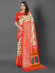 Women's Dola Teal Blue Printed Designer Saree With Blouse Piece-RAJWADI21A
