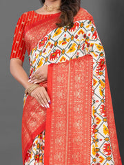 Women's Dola Teal Blue Printed Designer Saree With Blouse Piece-RAJWADI21A