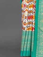 Women's Dola Teal Blue Printed Designer Saree With Blouse Piece-RAJWADI36G