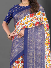 Women's Dola White Printed Designer Saree With Blouse Piece-HTSKOKO103