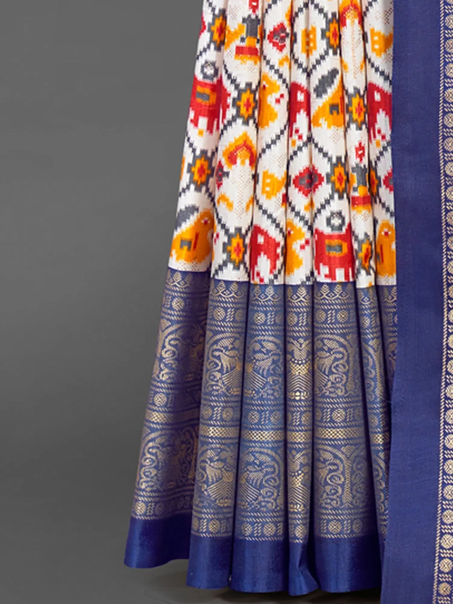 White Printed Designer Saree | Indian Sari & Blouse Piece
