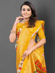 Women's Dola White Printed Designer Saree With Blouse Piece-RAJWADI42A