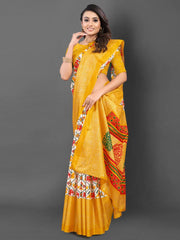 Women's Dola White Printed Designer Saree With Blouse Piece-RAJWADI42A