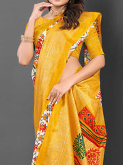 Women's Dola White Printed Designer Saree With Blouse Piece-RAJWADI42A