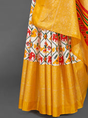 Women's Dola White Printed Designer Saree With Blouse Piece-RAJWADI42A
