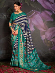 Women's Dola White Printed Designer Saree With Blouse Piece-RAJWADI42D