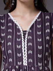 Women's Self Designed Cotton Blend Naira Cut Kurta-RASIN