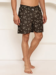 Men’s Soft & Breathable Printed Cotton Boxers ( RDBX 155Brown )