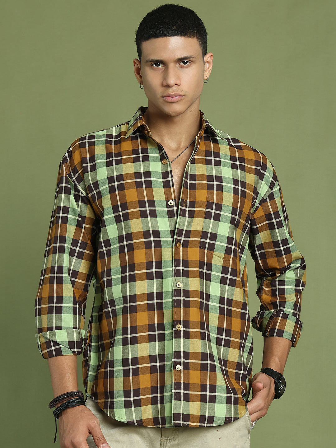 DesiQlo Men Checked Men Regular Fit Shirts - Multicolor - RDSH_001Must