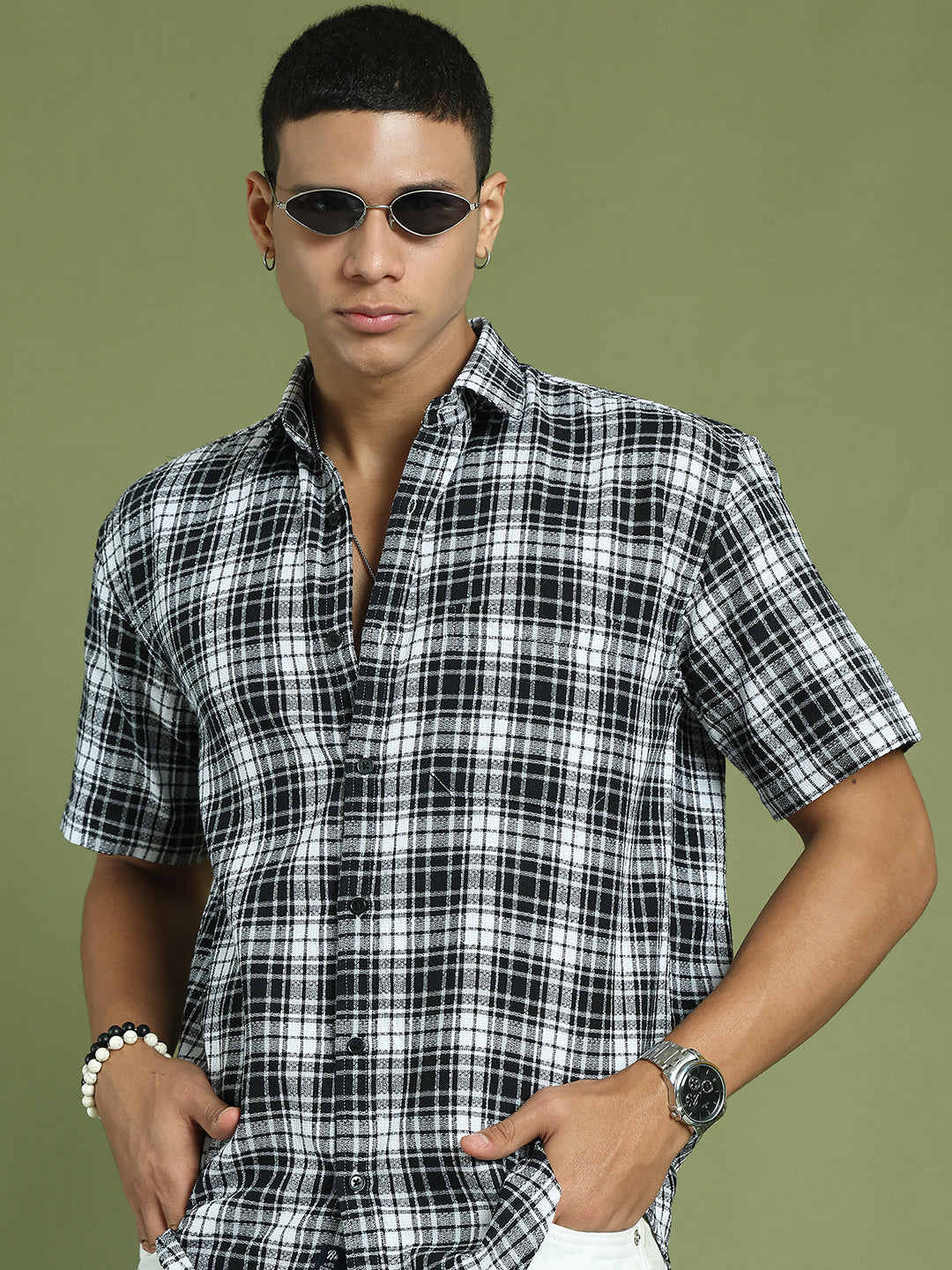 DesiQlo Men Checked Men Regular Fit Shirts - Multicolor - RDSH_002Blac