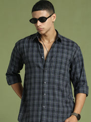 Men's Checked Casual Shirt ( RDSH 004Grey )