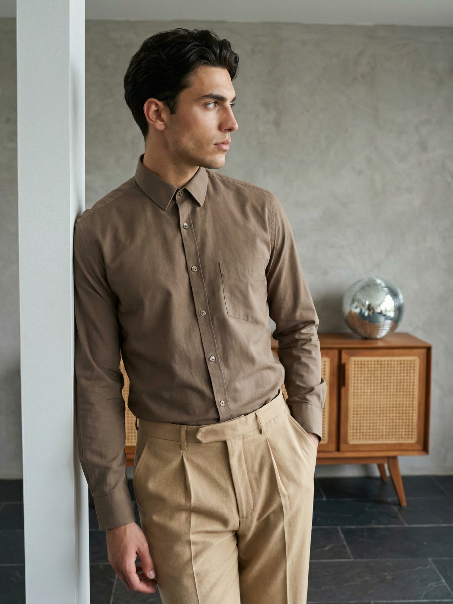 DesiQlo Men Solid Men Regular Fit Shirts - Multicolor - RDSH_006Brown
