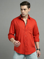 Solid Casual Shirt for Men ( RDSH 006Dark-Orange )