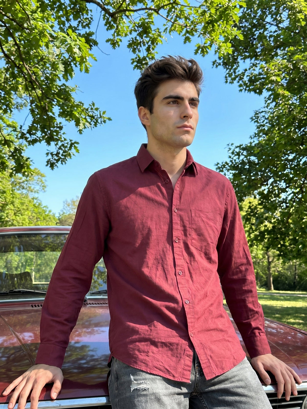 Solid Casual Shirt for Men ( RDSH 006Maroon )