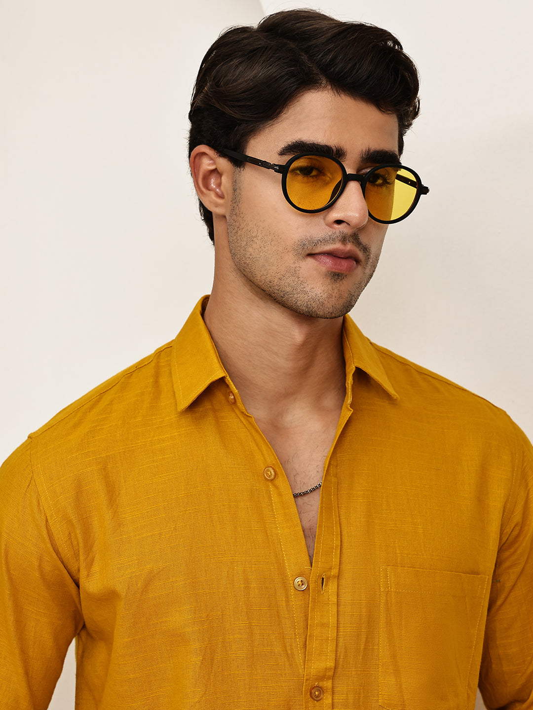 DesiQlo Men Solid Men Regular Fit Shirts - Multicolor - RDSH_006Mustar