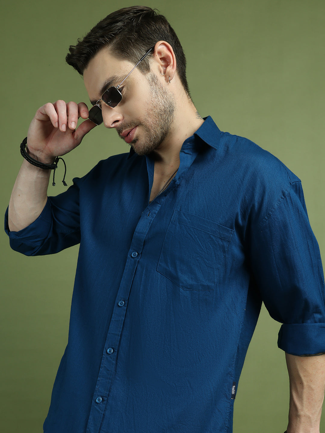 DesiQlo Men Solid Men Regular Fit Shirts - Multicolor - RDSH_006Peacoc