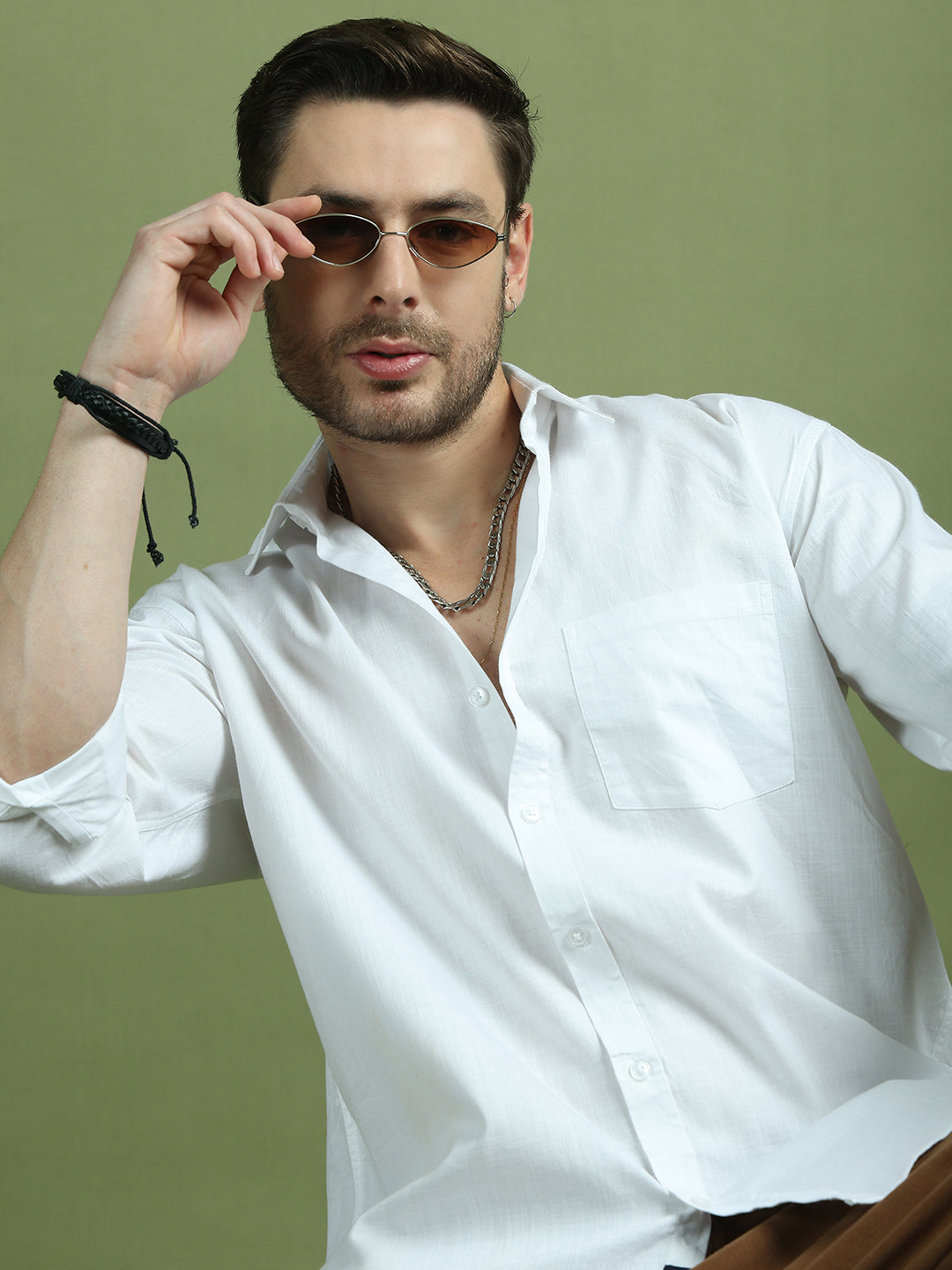 DesiQlo Men Solid Men Regular Fit Shirts - Multicolor - RDSH_006White