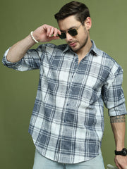 Checked Pure Cotton Casual Shirt for Men ( RDSH 007Blue )