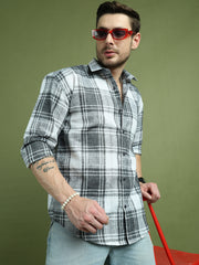 Checked Pure Cotton Casual Shirt for Men ( RDSH 007Grey )