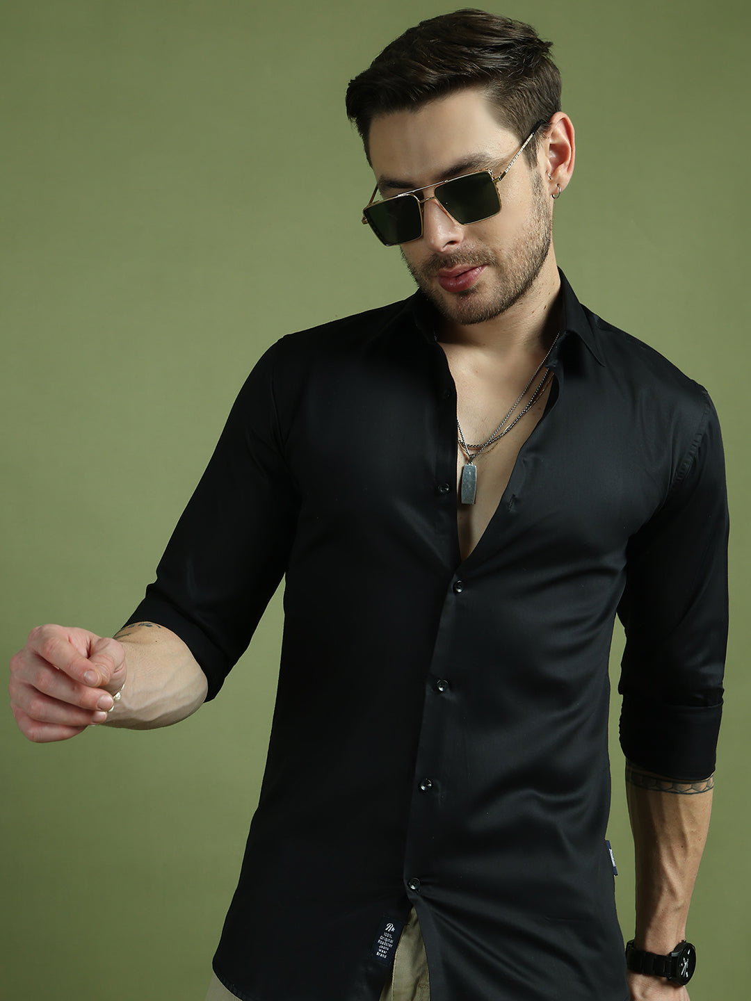 DesiQlo Men Solid Men Regular Fit Shirts - Multicolor - RDSH_008Black