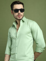 Satin Lycra Solid Casual Shirt for Men ( RDSH 008Pista )
