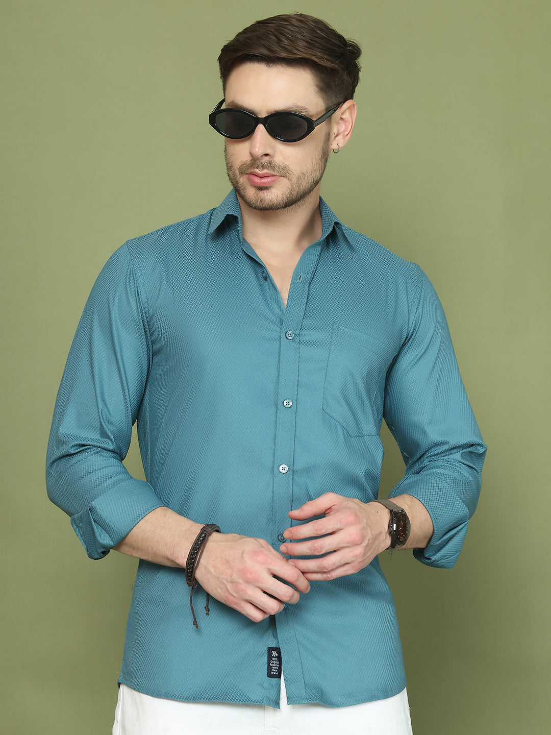 Woven Design Magenta Casual Shirt for Men ( RDSH 013Blue )