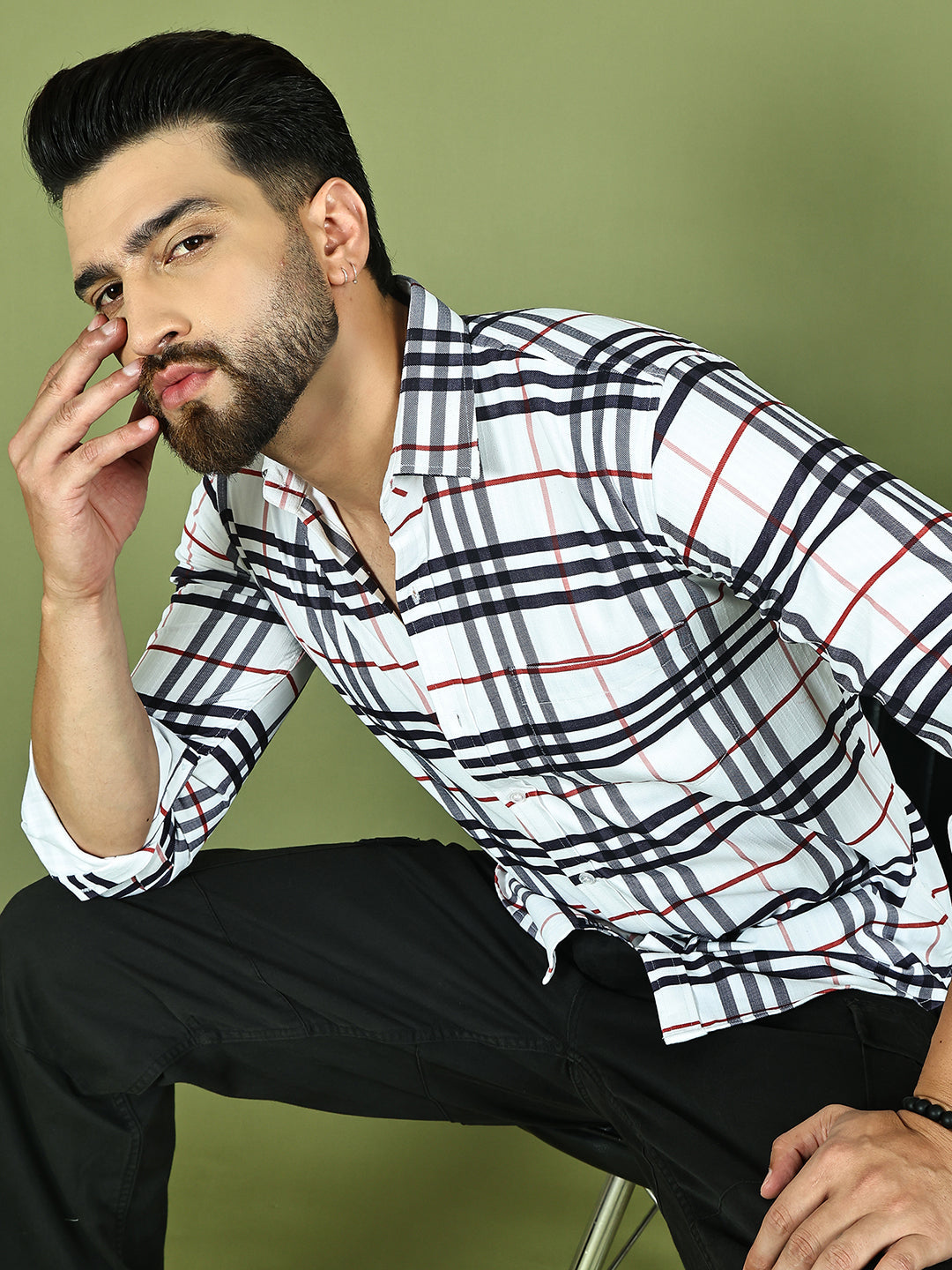 DesiQlo Men Checked Men Regular Fit Shirts - Multicolor - RDSH_015Whit