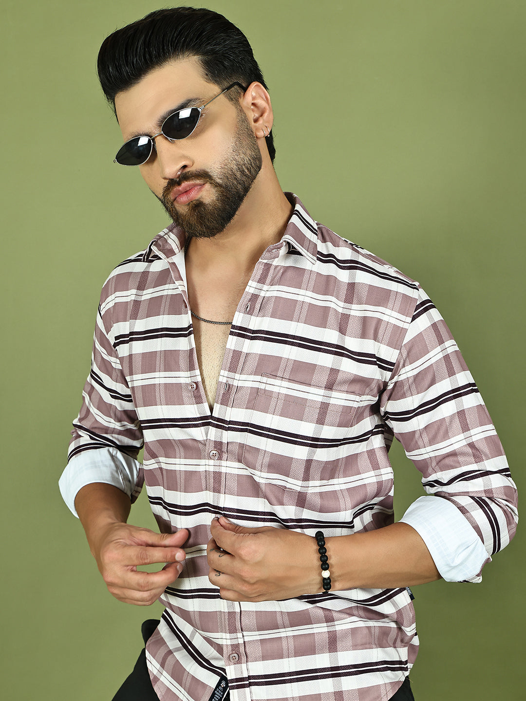 Classic Textured Pure Cotton Casual Shirt ( RDSH 016Brown )