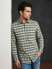 Classic Textured Pure Cotton Casual Shirt ( RDSH 016Green )