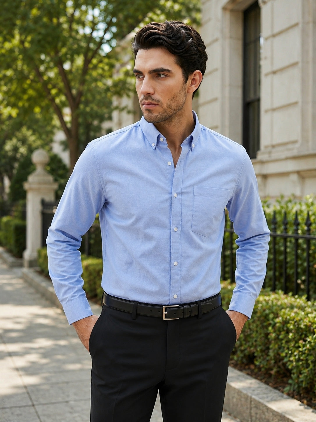 Casual Cotton Blend Shirt for Men ( RDSH 017Blue )