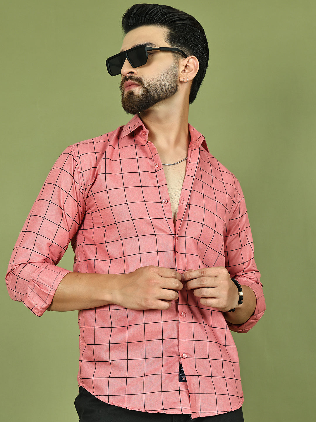 DesiQlo Men Checked Men Regular Fit Shirts - Multicolor - RDSH_018Peac