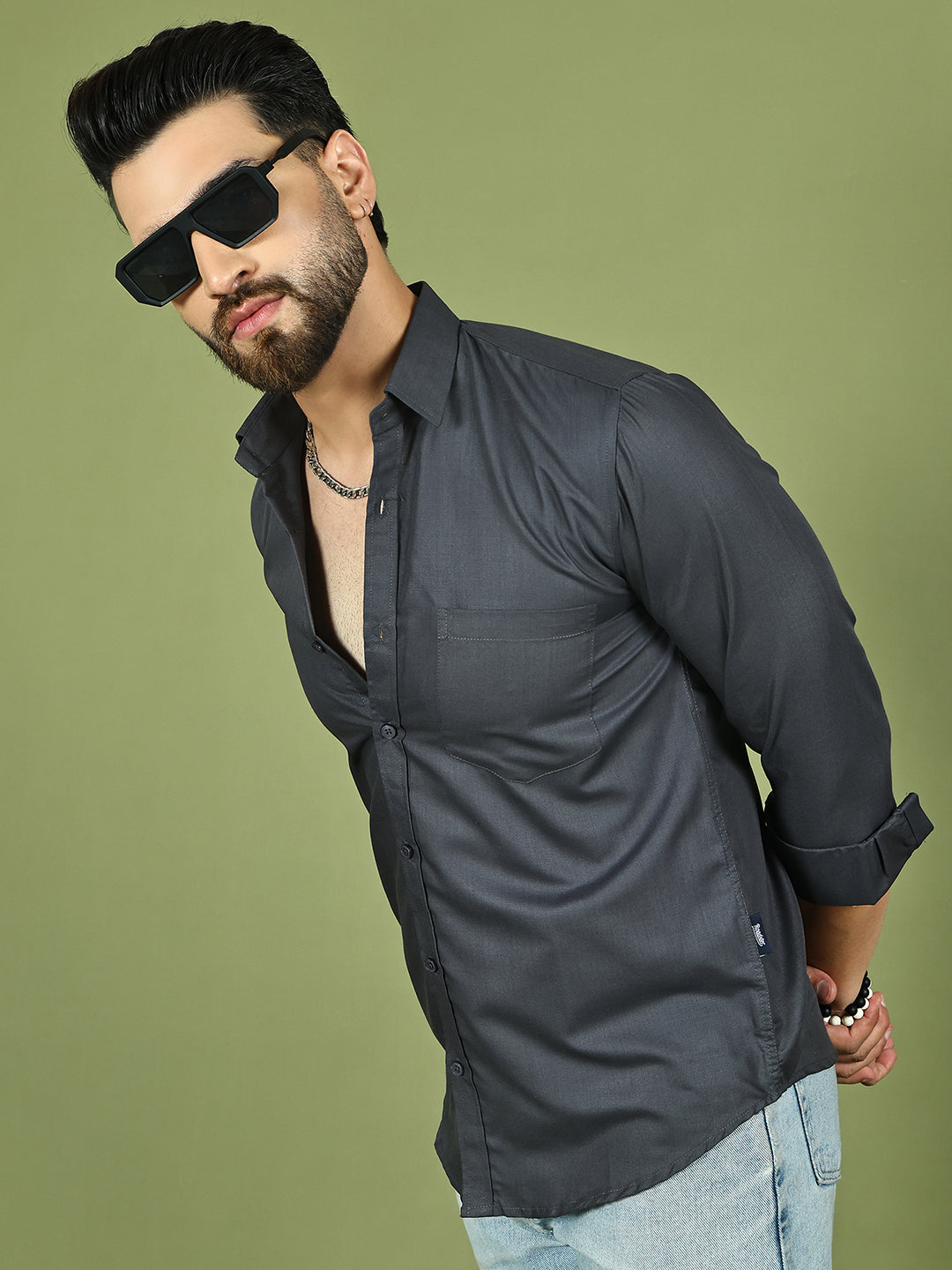 DesiQlo Men Solid Men Regular Fit Shirts - Multicolor - RDSH_019Grey