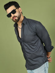 Men's Casual Cotton Blend Shirt ( RDSH 019Grey )