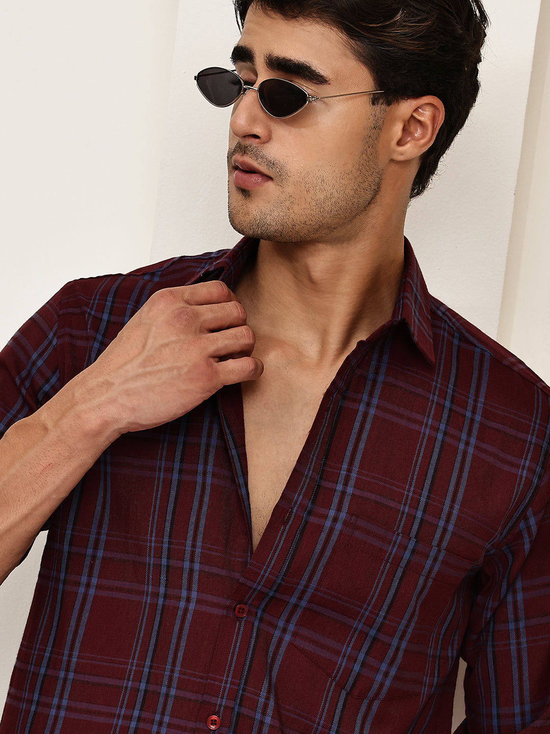 DesiQlo Men Checked Men Regular Fit Shirts - Multicolor - RDSH_021Maro