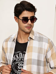 Checked Casual Shirts for Men ( RDSH 022Cream )