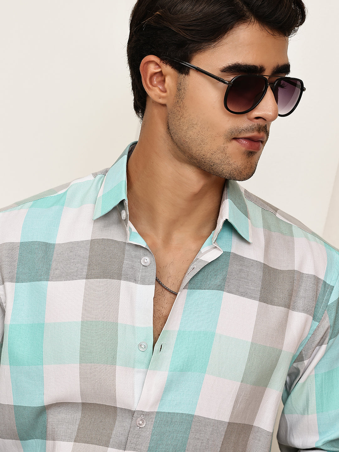 Checked Casual Shirts for Men ( RDSH 022Sky )