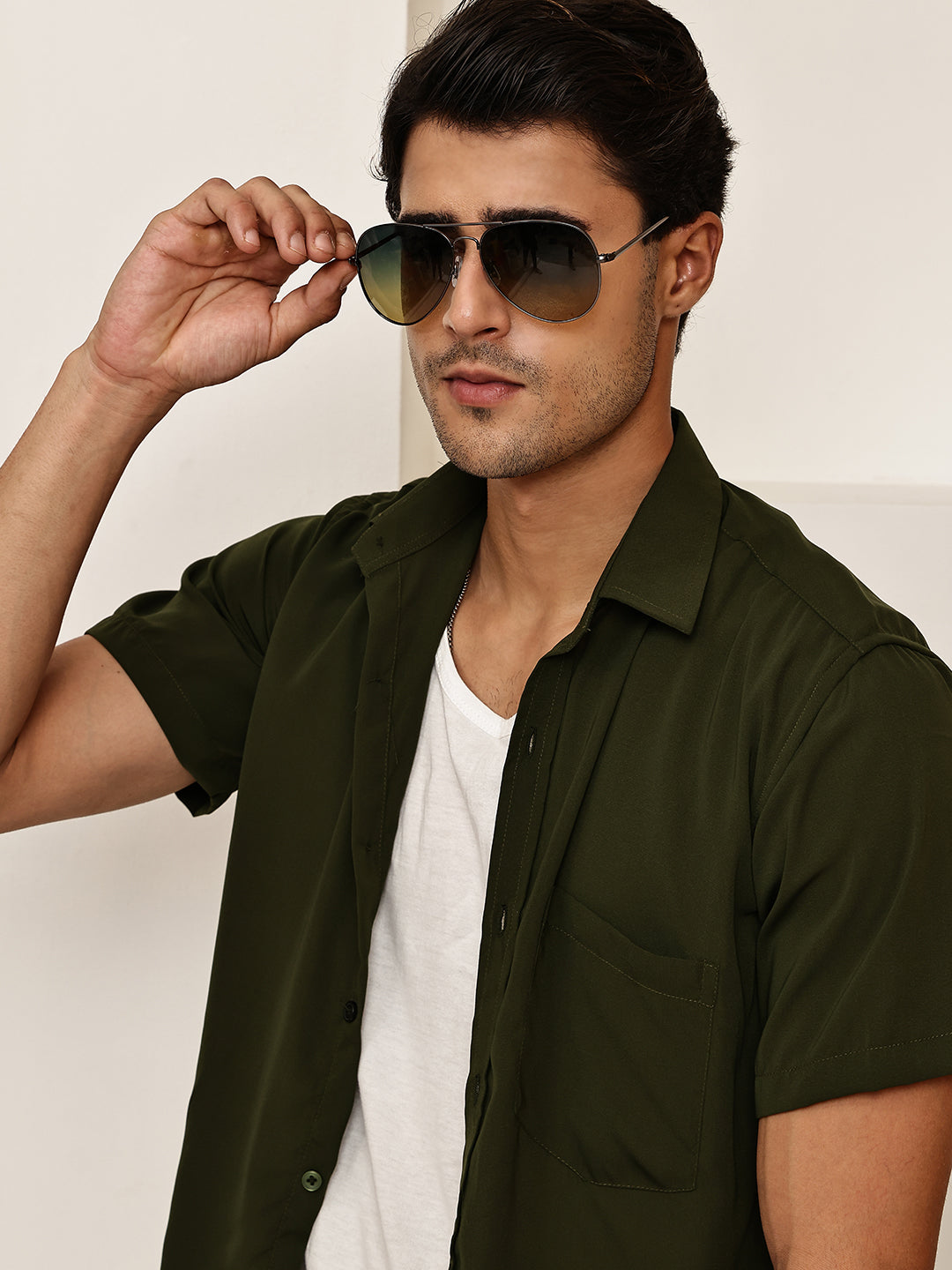DesiQlo Men Solid Men Regular Fit Shirts - Multicolor - RDSH_024Mehndi