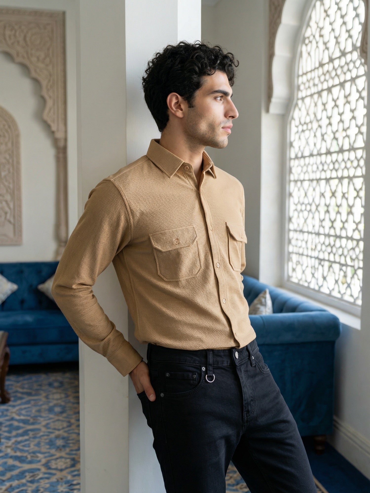 DesiQlo Men Solid Men Regular Fit Shirts - Multicolor - RDSH_025Beige