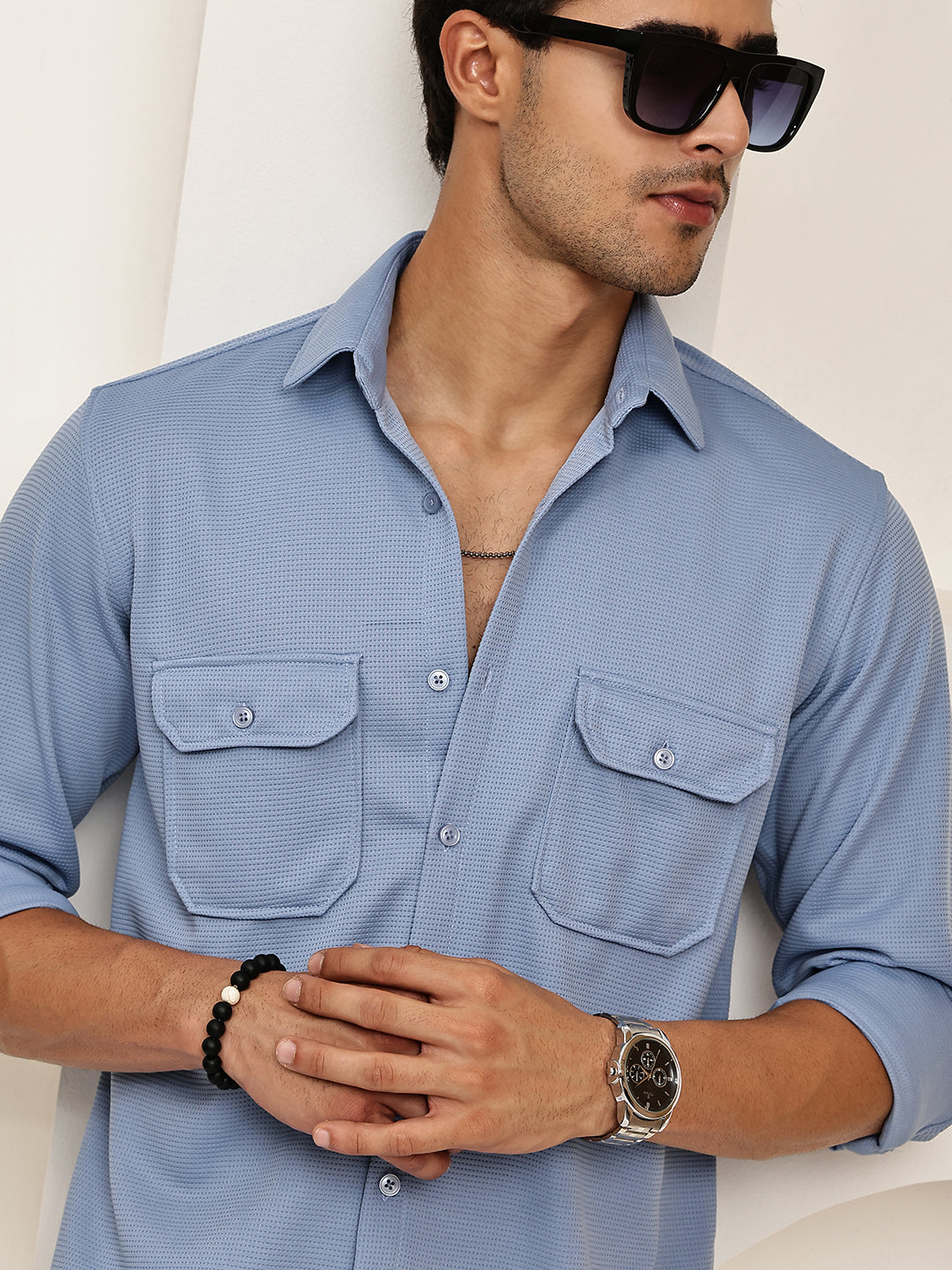 DesiQlo Men Solid Men Regular Fit Shirts - Multicolor - RDSH_025Blue