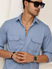 Woven Design Casual Shirt For Men ( RDSH 025Blue )