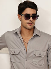 Woven Design Casual Shirt For Men ( RDSH 025Grey )