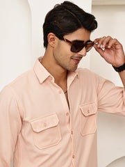 Woven Design Casual Shirt For Men ( RDSH 025Peach )