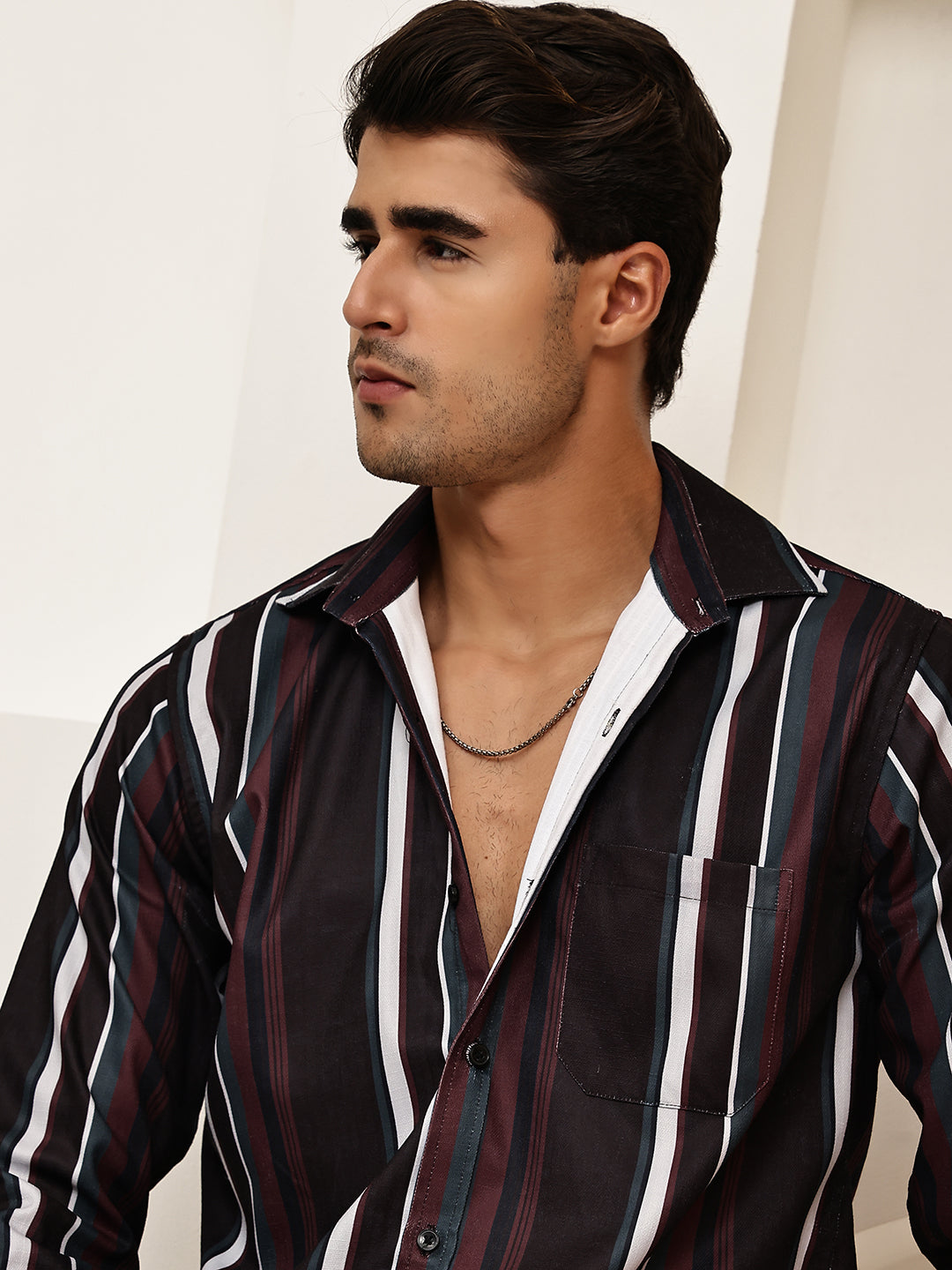 DesiQlo Men Striped Men Regular Fit Shirts - Multicolor - RDSH_026Coff